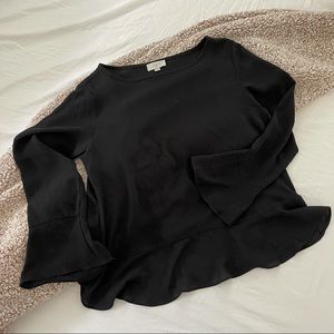 LOFT Bell Sleeve Ruffle Hem Top - SIZE M